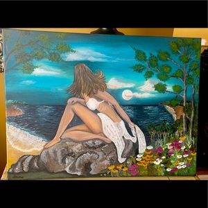 Solo at the lake acrylic painting on canvas